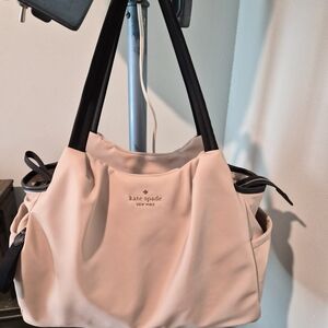 Kate Spade Beige Baby Bag Travel Bag with Black Handles NWOT